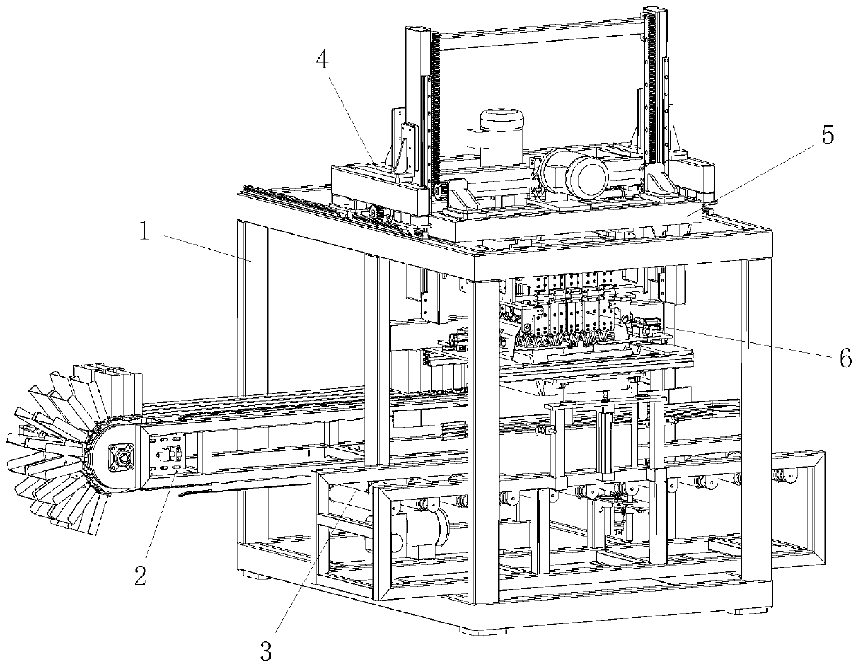 A carton conveying line for a full-automatic box-packing machine and a full-automatic box-packing machine