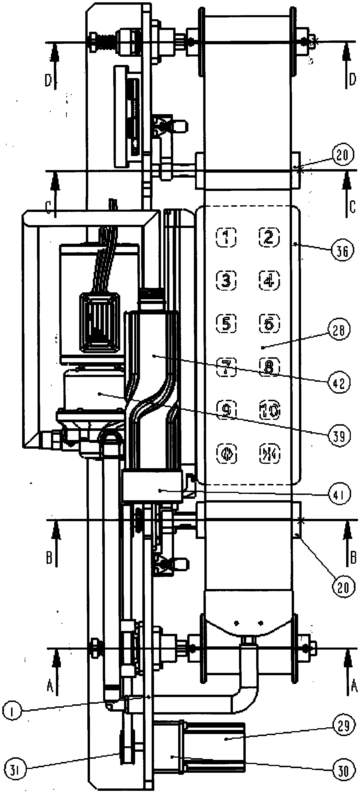 Elevator button separating membrane automatic winding, unwinding and sterilizing device