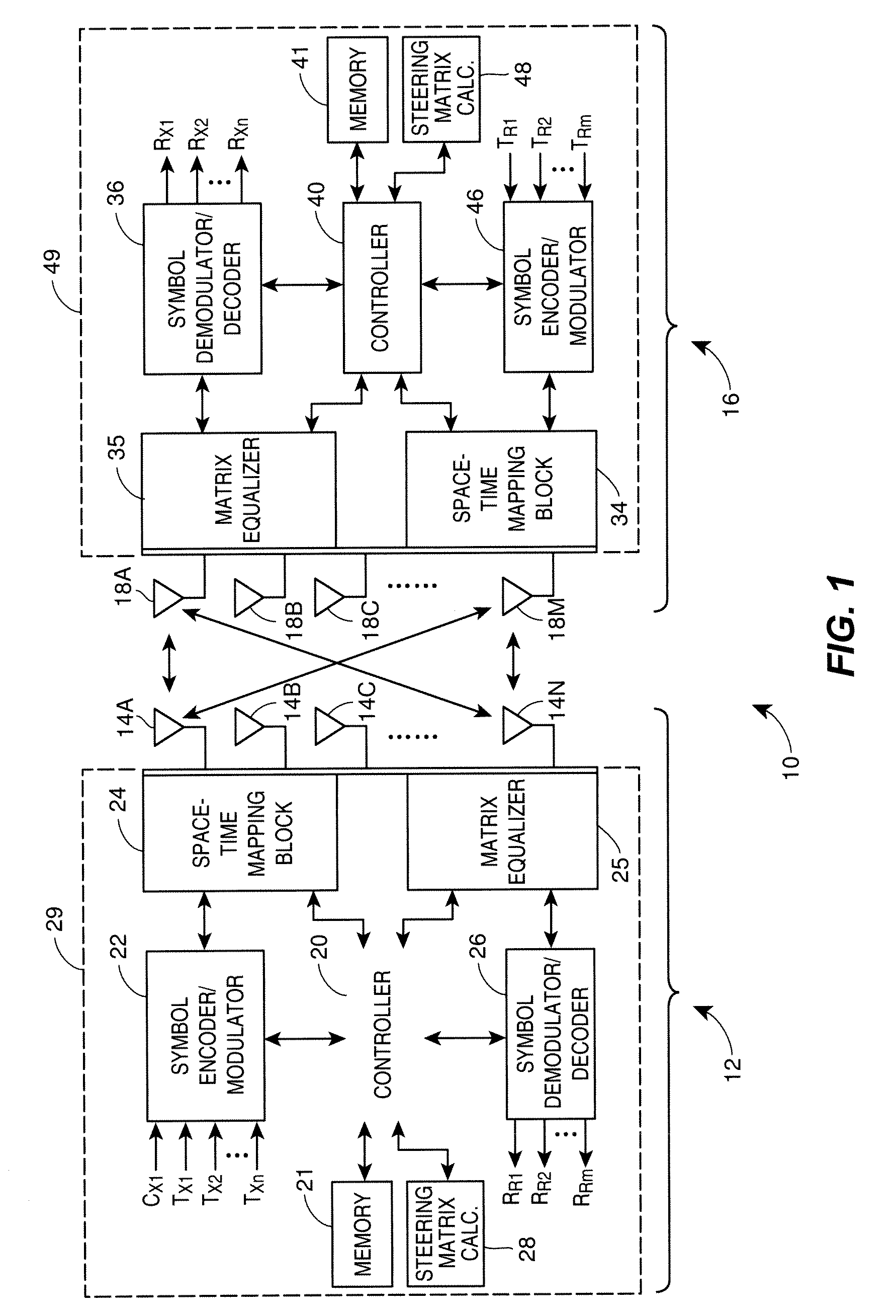 Reuse of a matrix equalizer for the purpose of transmit beamforming in a wireless MIMO communication system