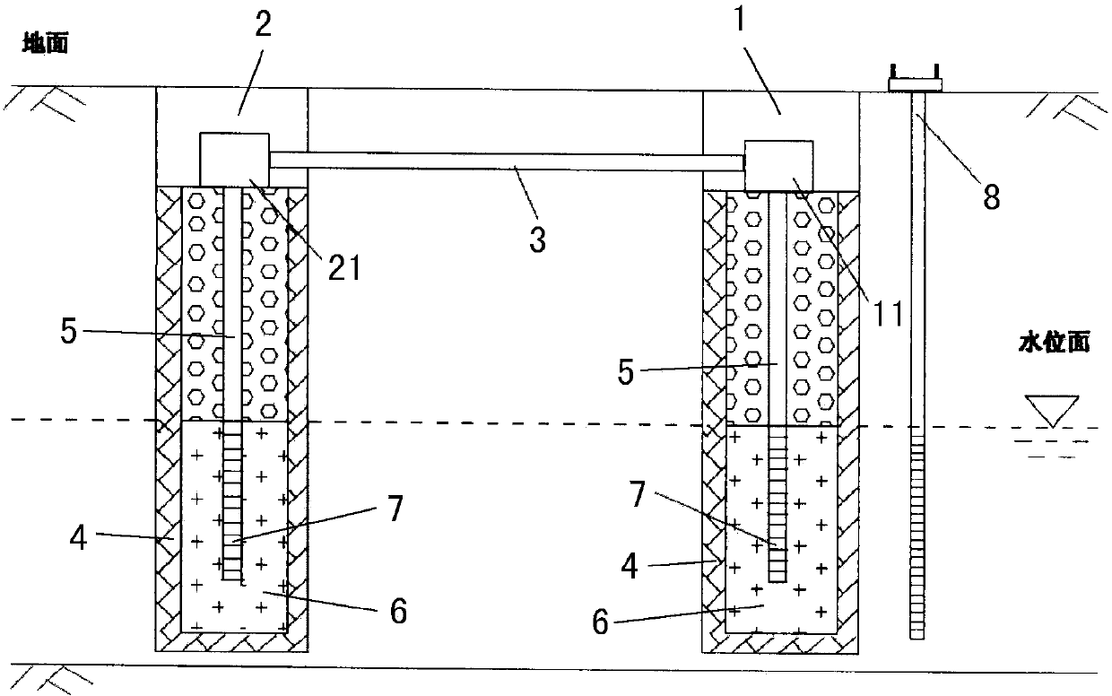 Device and method for repairing underground water ammonia nitrogen pollution in normal position and abnormal position combined mode