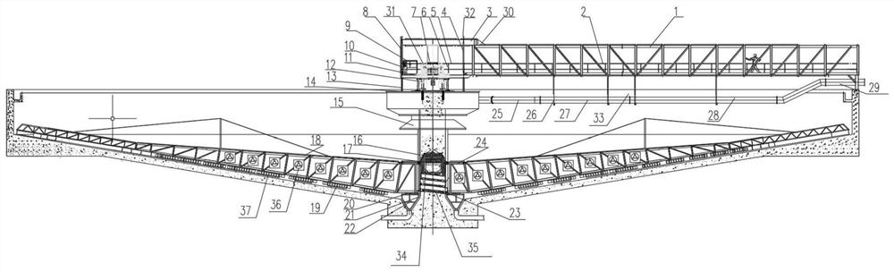 A large-diameter center-driven hydraulic segmented automatic rake-lifting concentrator