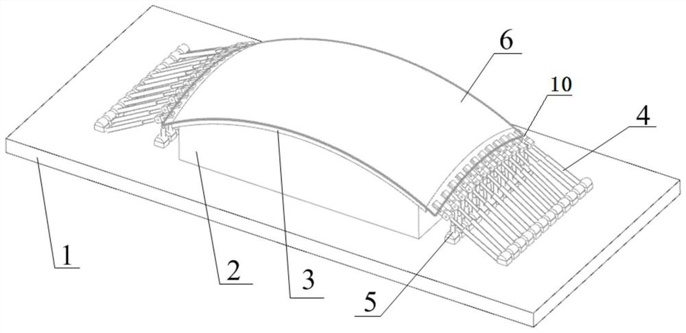 Stretch-electromagnetic composite forming device and method for multi-curvature skin parts