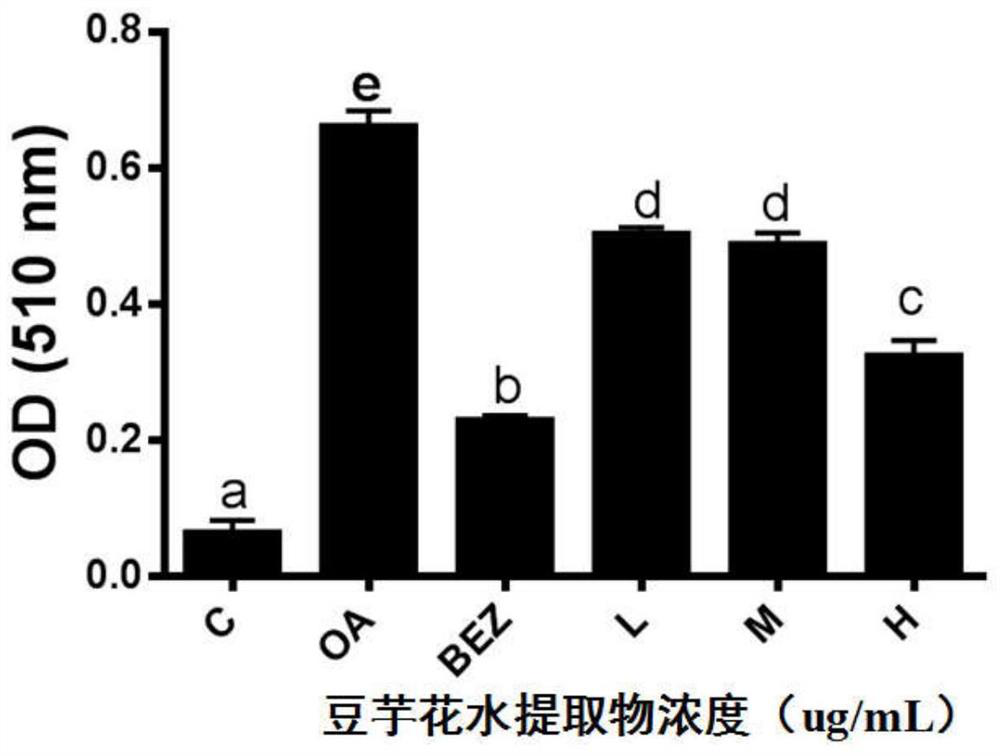 Application of water extract of taro flower in reducing lipid deposition in liver cells