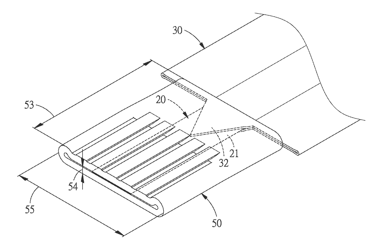 Method and package for packaging a thermal conductive strip with power supply terminals