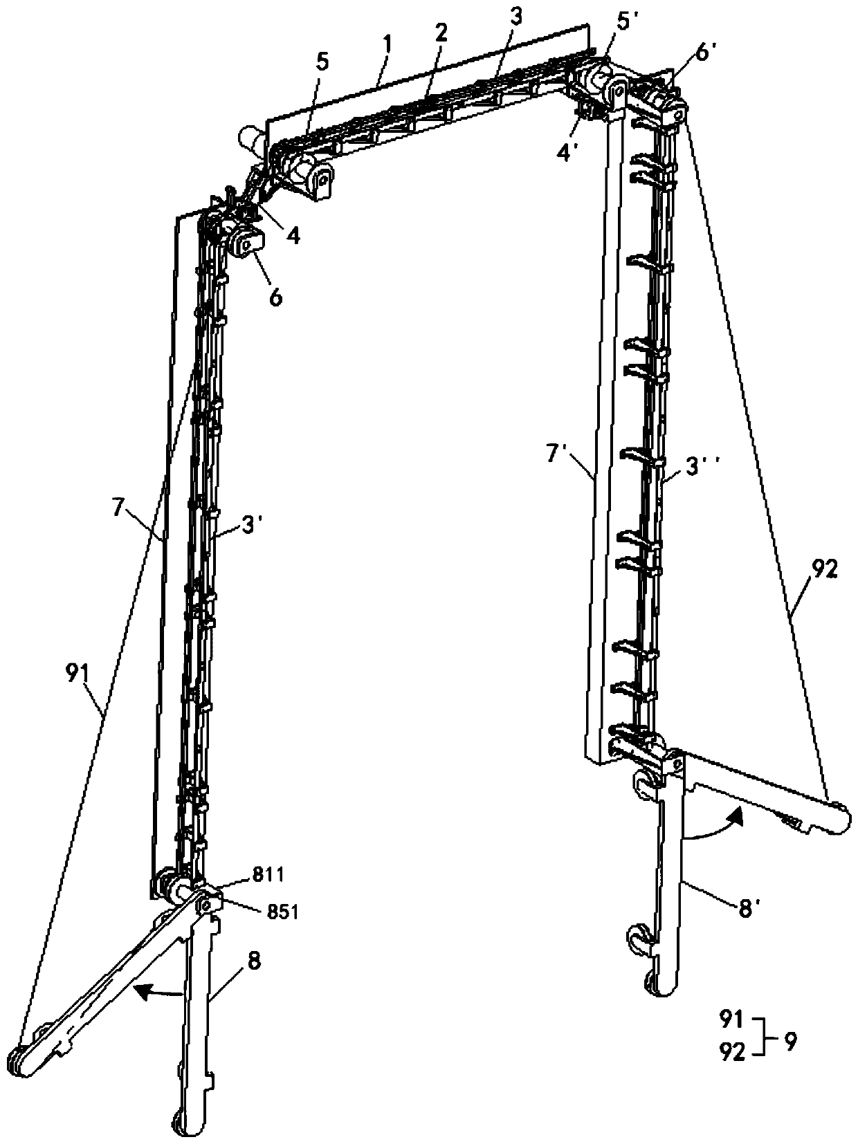 Space tethered large-scale deployable linear reciprocating motion mechanism