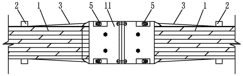 A new type of extension device for prestressed continuous bamboo and wood beams