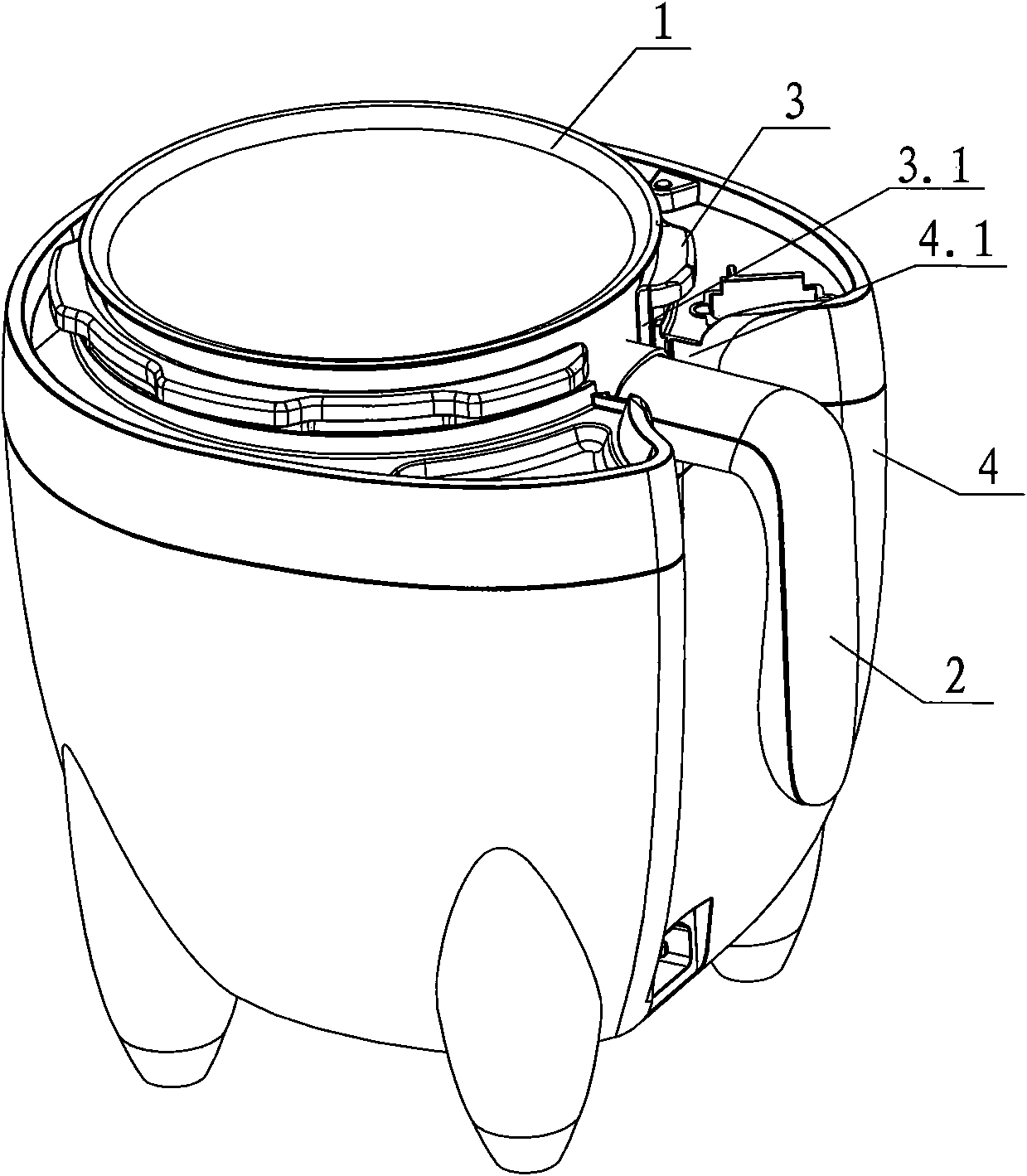 Electrical pressure cooking apparatus with internal pot with handle