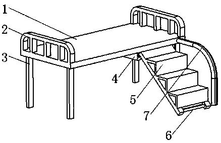 Examination bed with foot steps