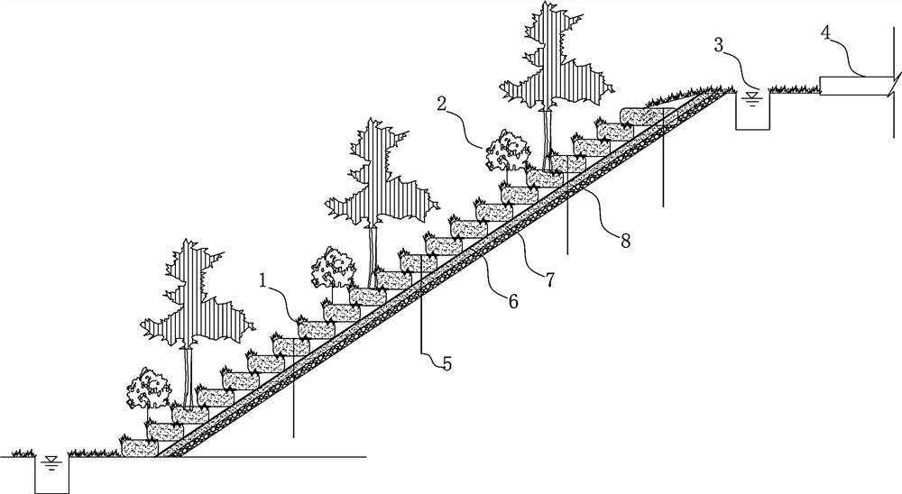 Fabricated prefabricated slope protection device and construction method thereof