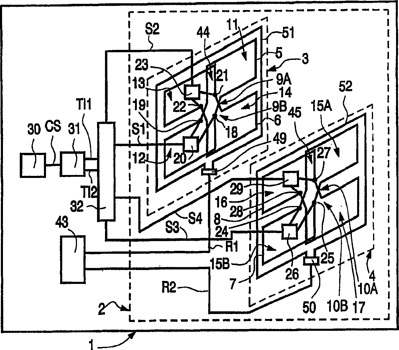 Communication device with a coil configuration for the communication with stationary data carriers