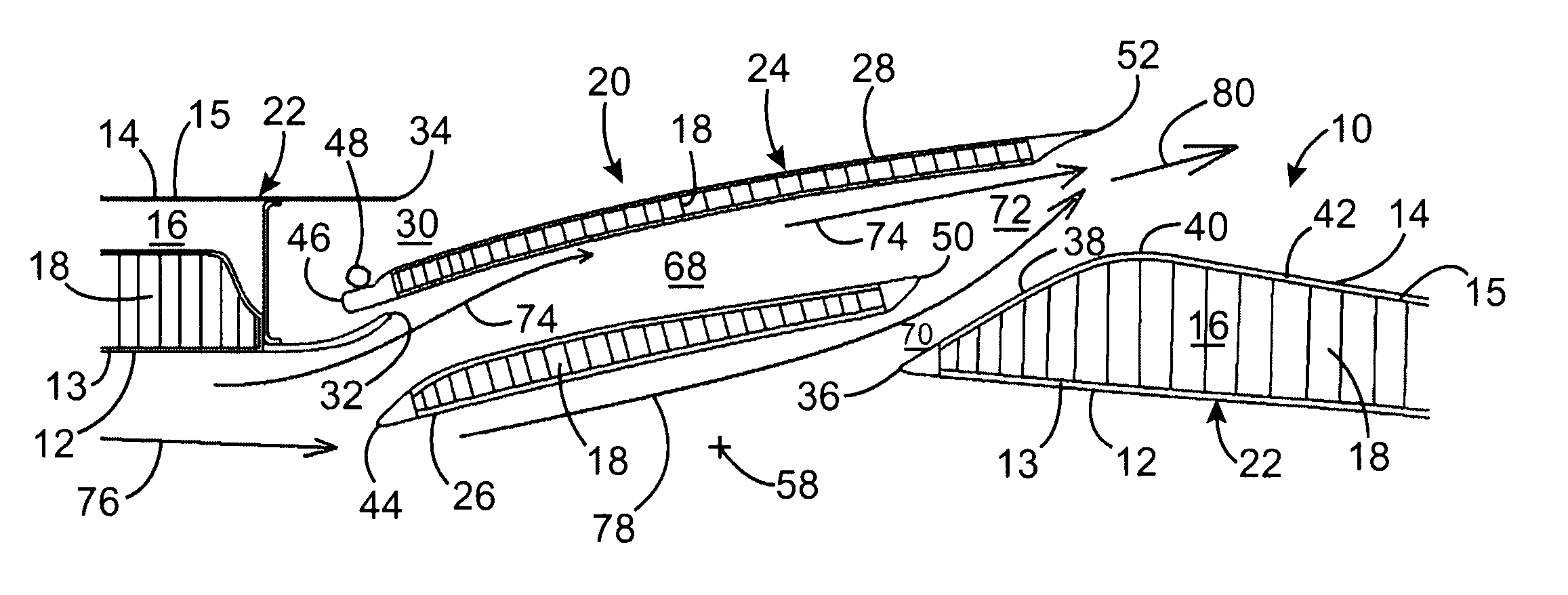 Air discharging device for an aircraft double-flow turbine engine