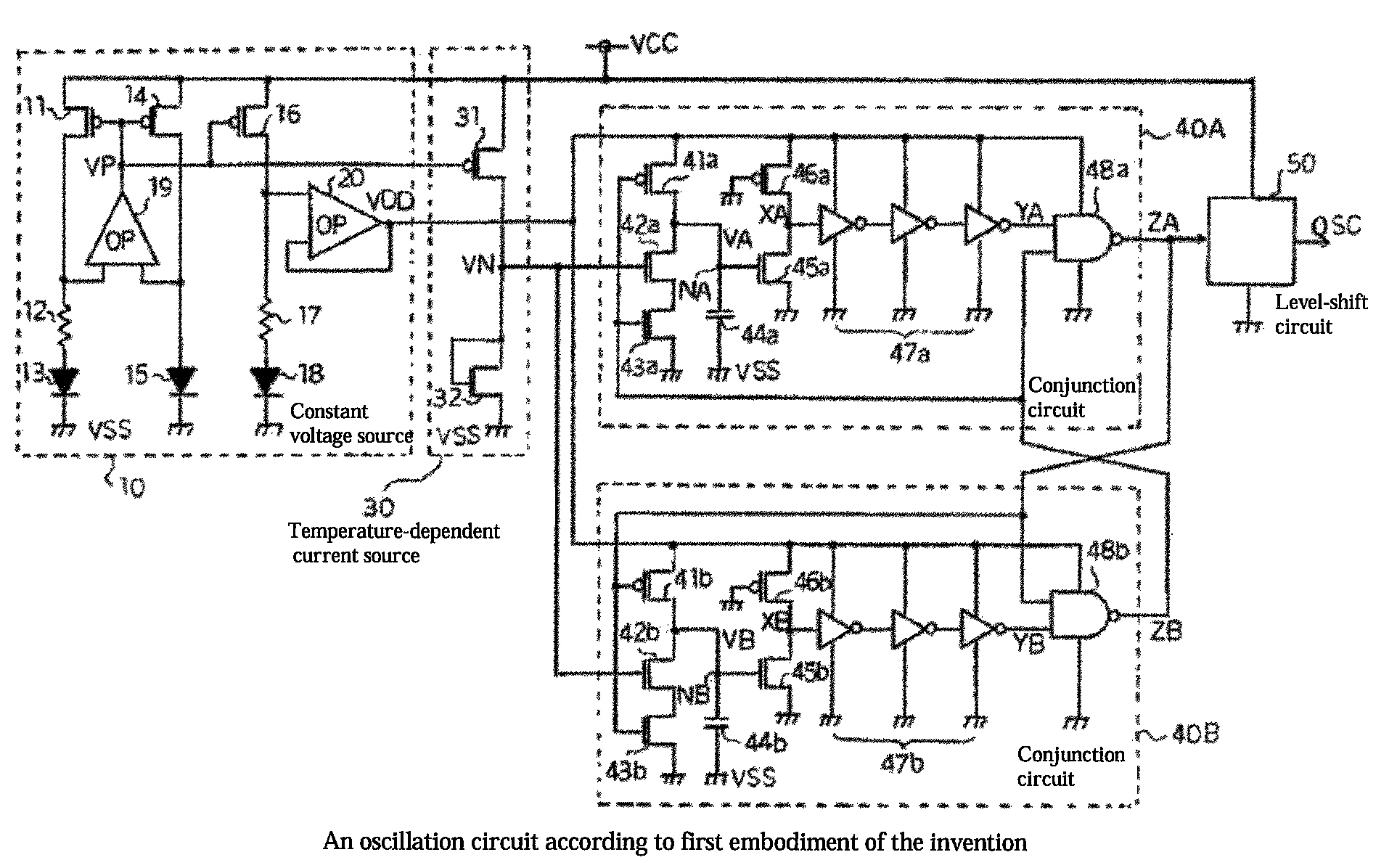 Oscillation circuit with temperature-dependent current source