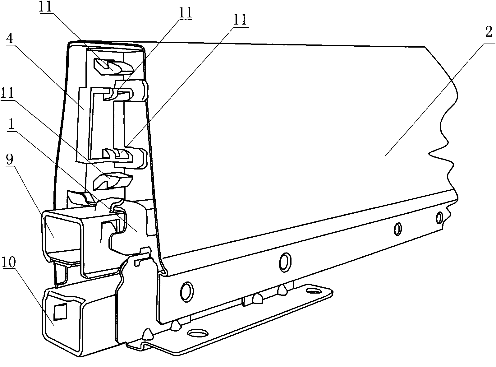 Drawer backboard connecting device