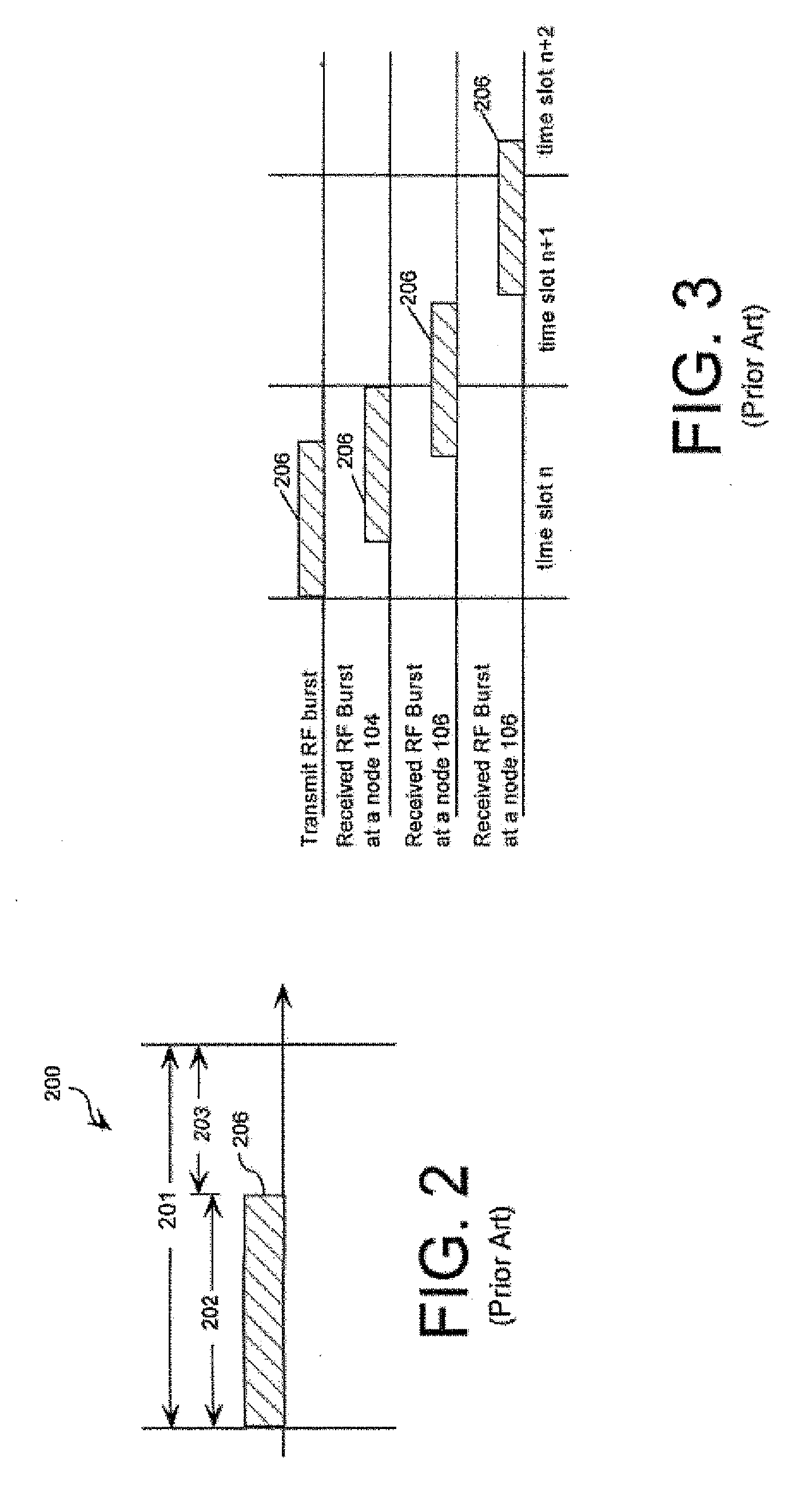 Mobile ad-hoc network providing desired link delay offset without guard times and related methods