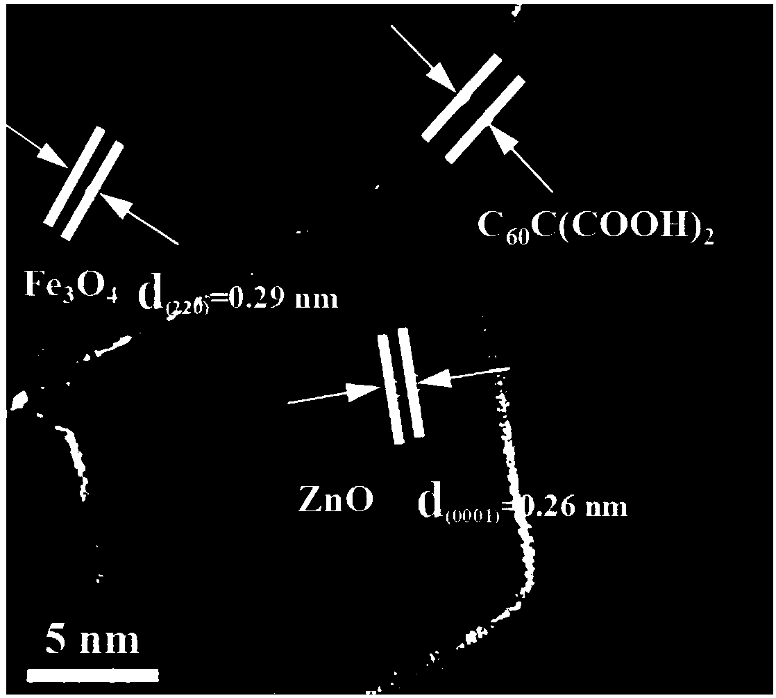 Preparation and application of C60C(COOH)2/ZnO/Fe3O4 ternary composites