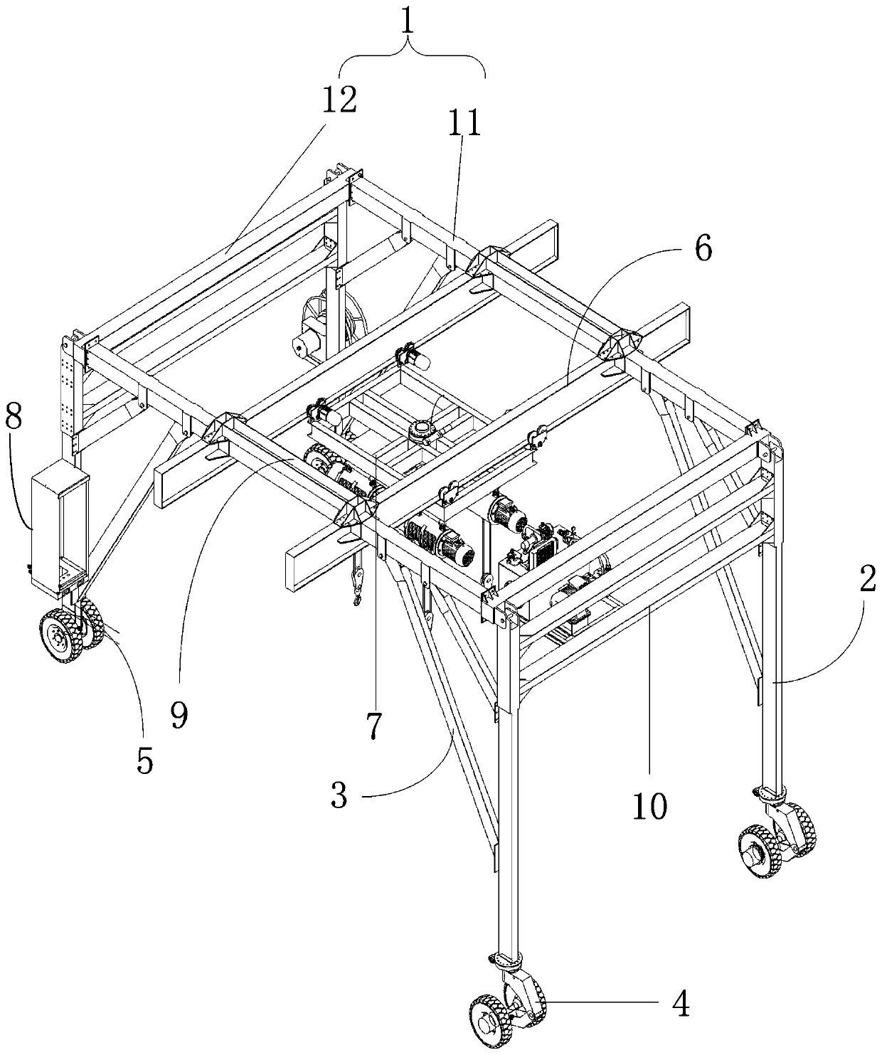 Tunnel prefabricated under-rail structural assembling trolley and control system thereof