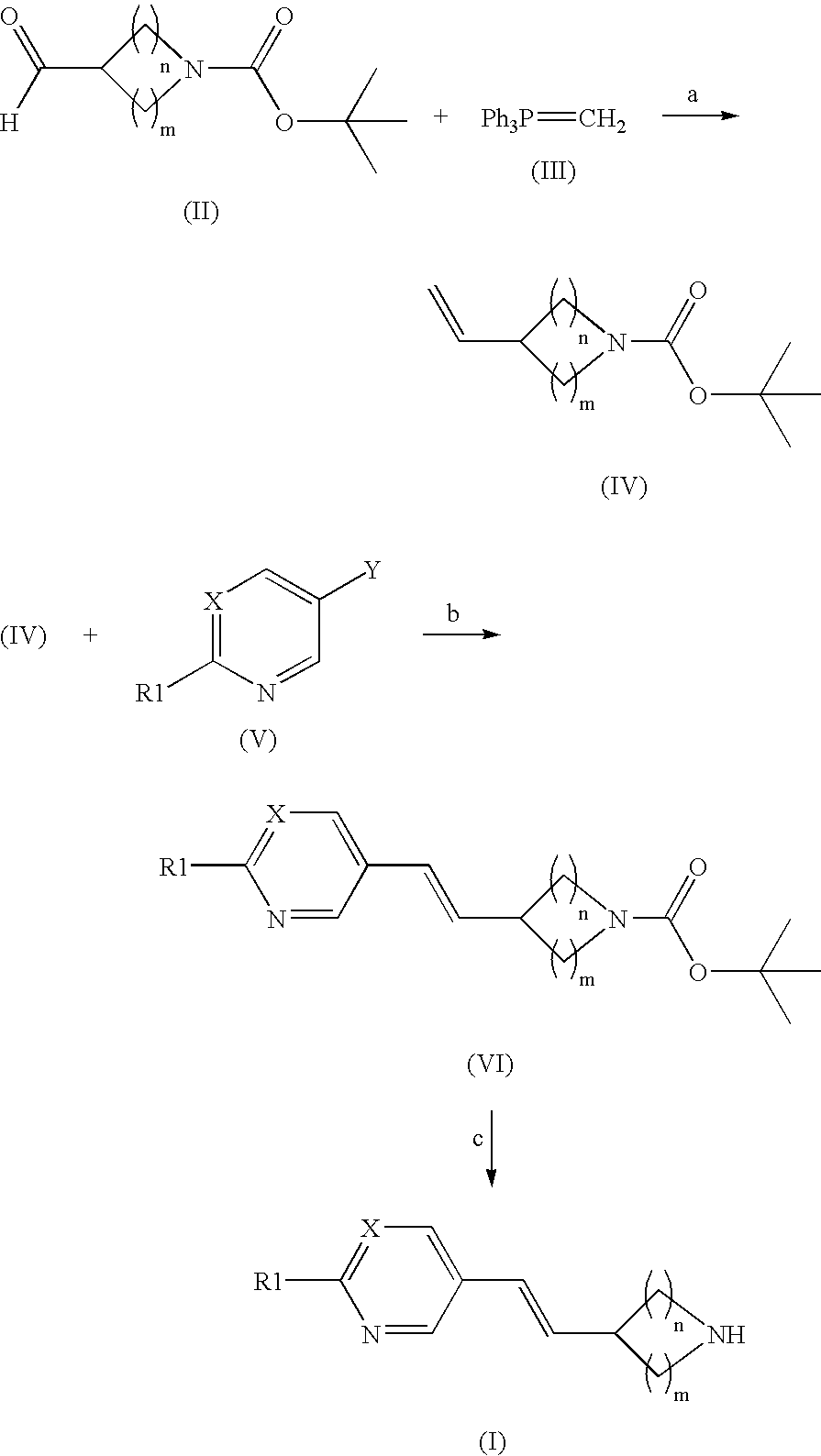 Arylvinylazacycloalkane compounds and methods of preparation and use thereof