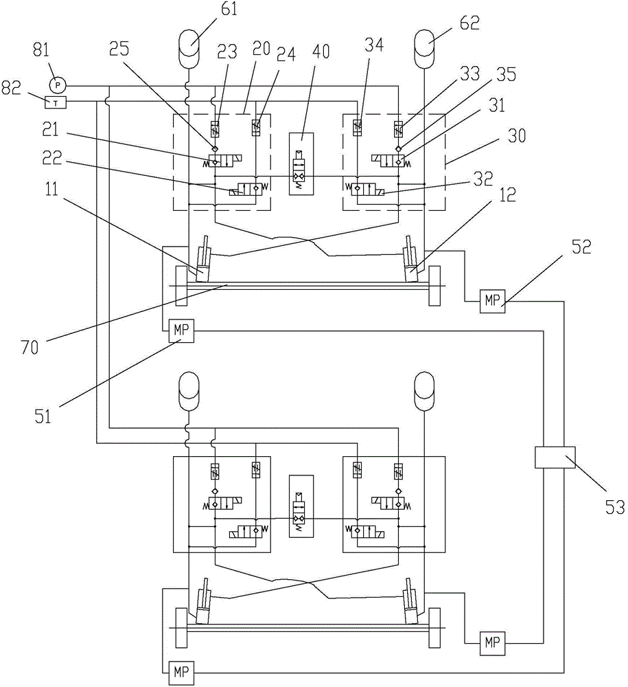 Vehicle, vehicle leveling system, vehicle leveling method and oil-gas suspension leveling device