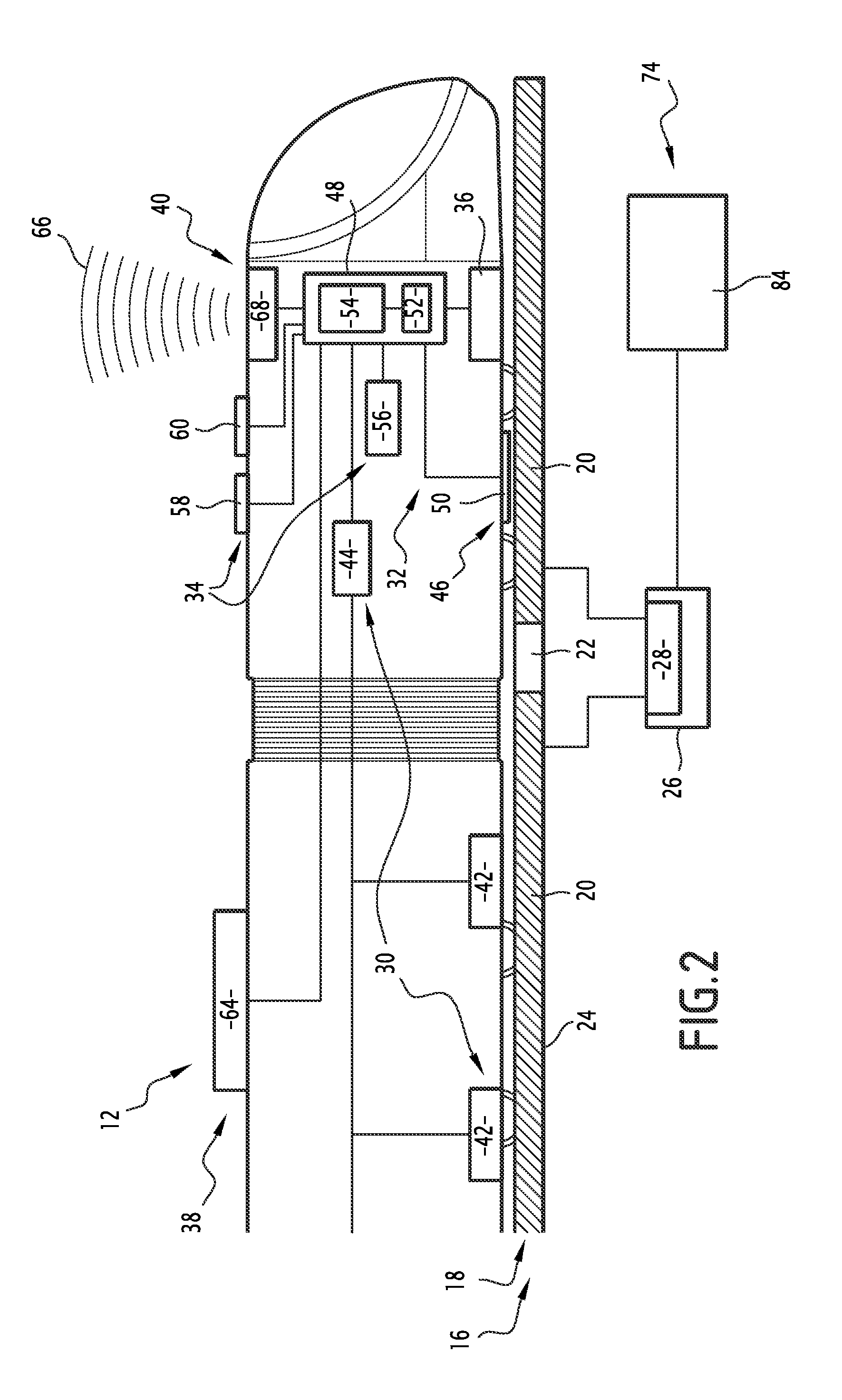 Guided ground vehicle including a device for managing a derailment of the vehicle, and associated derailment management method