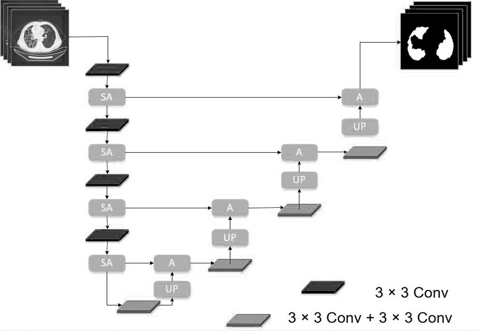 Honeycomb lung focus segmentation method based on SAA-Unet network