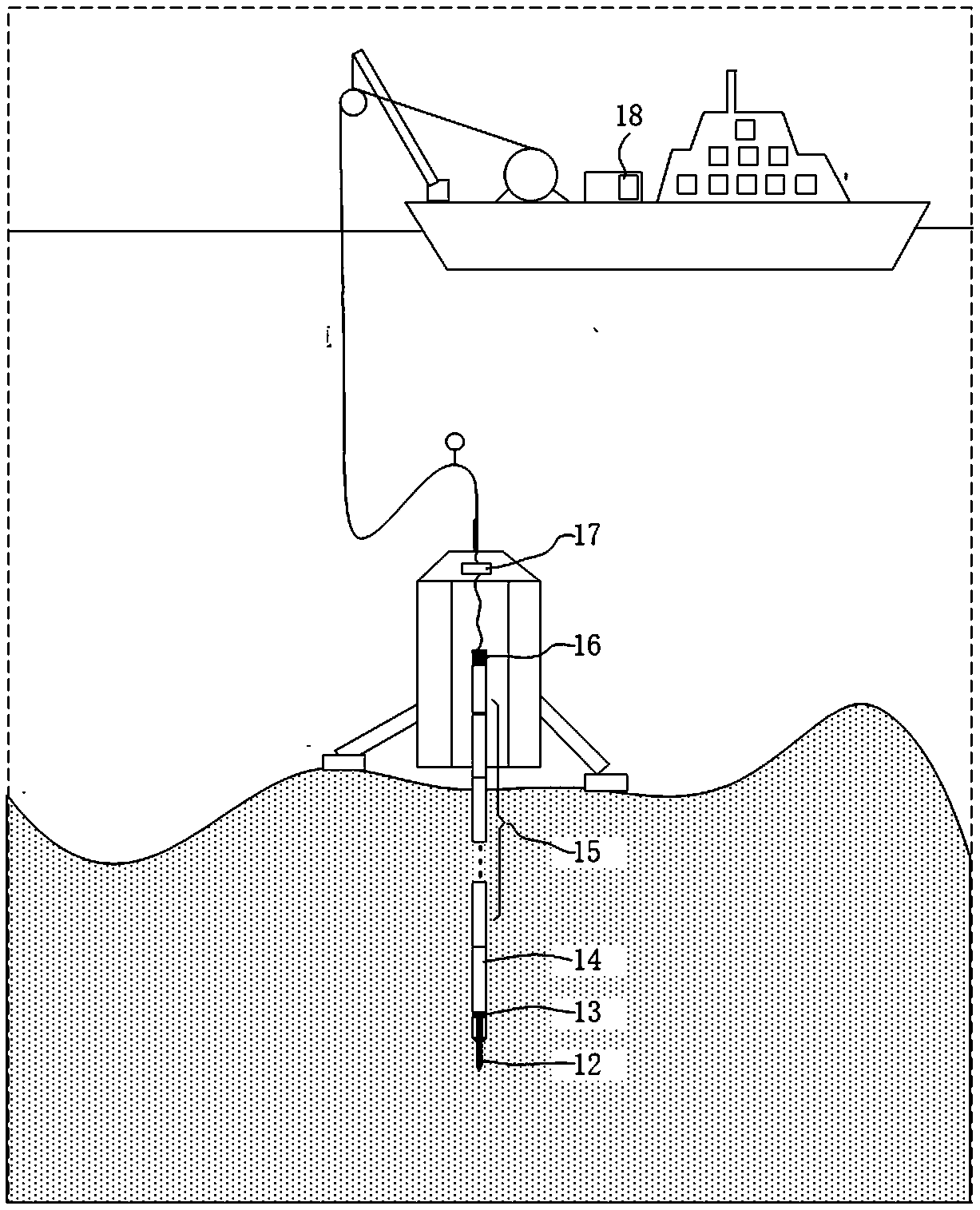 Static sounding signal wireless acoustic transmitter-receiver assembly based on seabed drilling machine