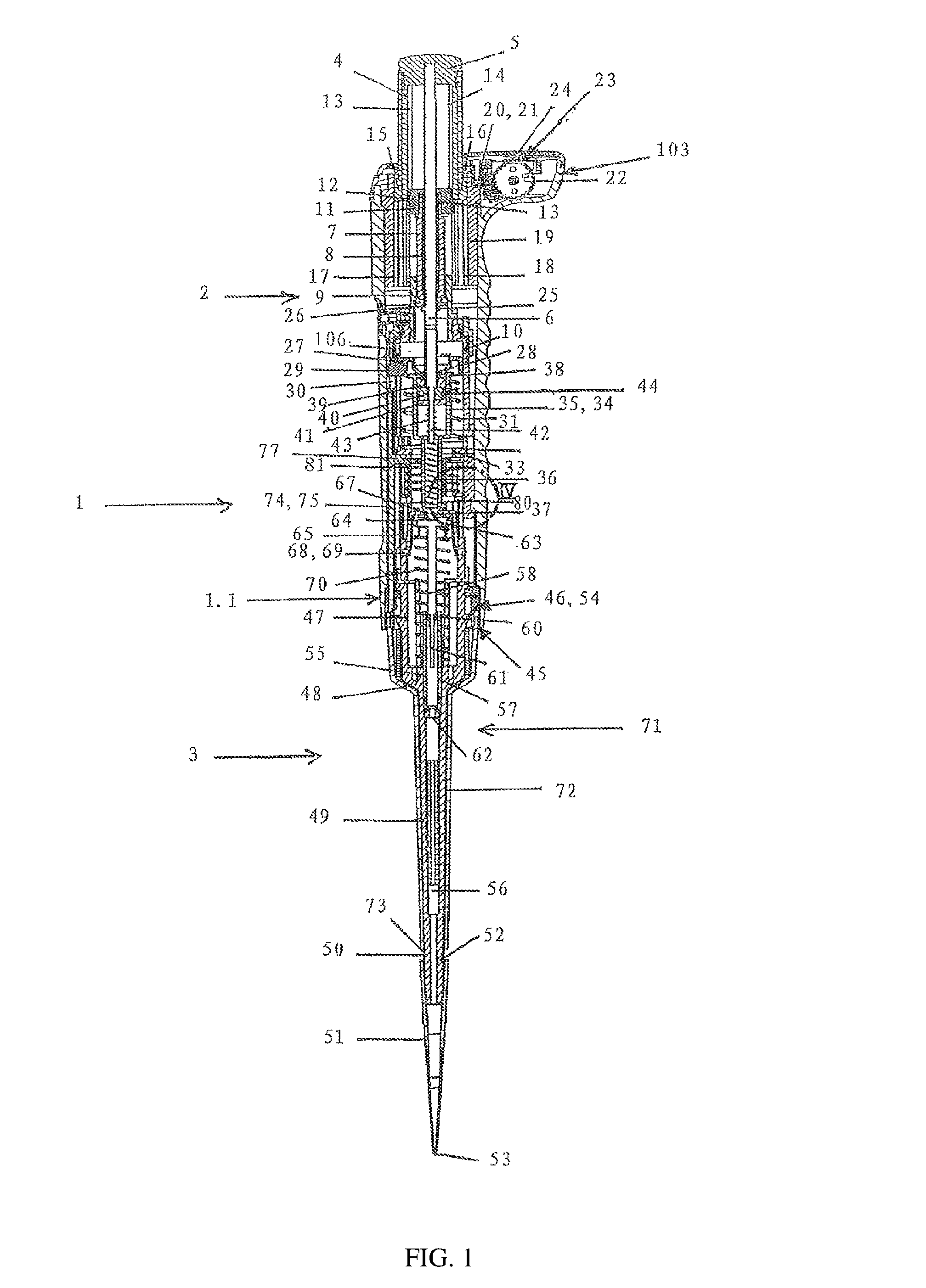 Pipette with releasable locking of rotational position of actuating element