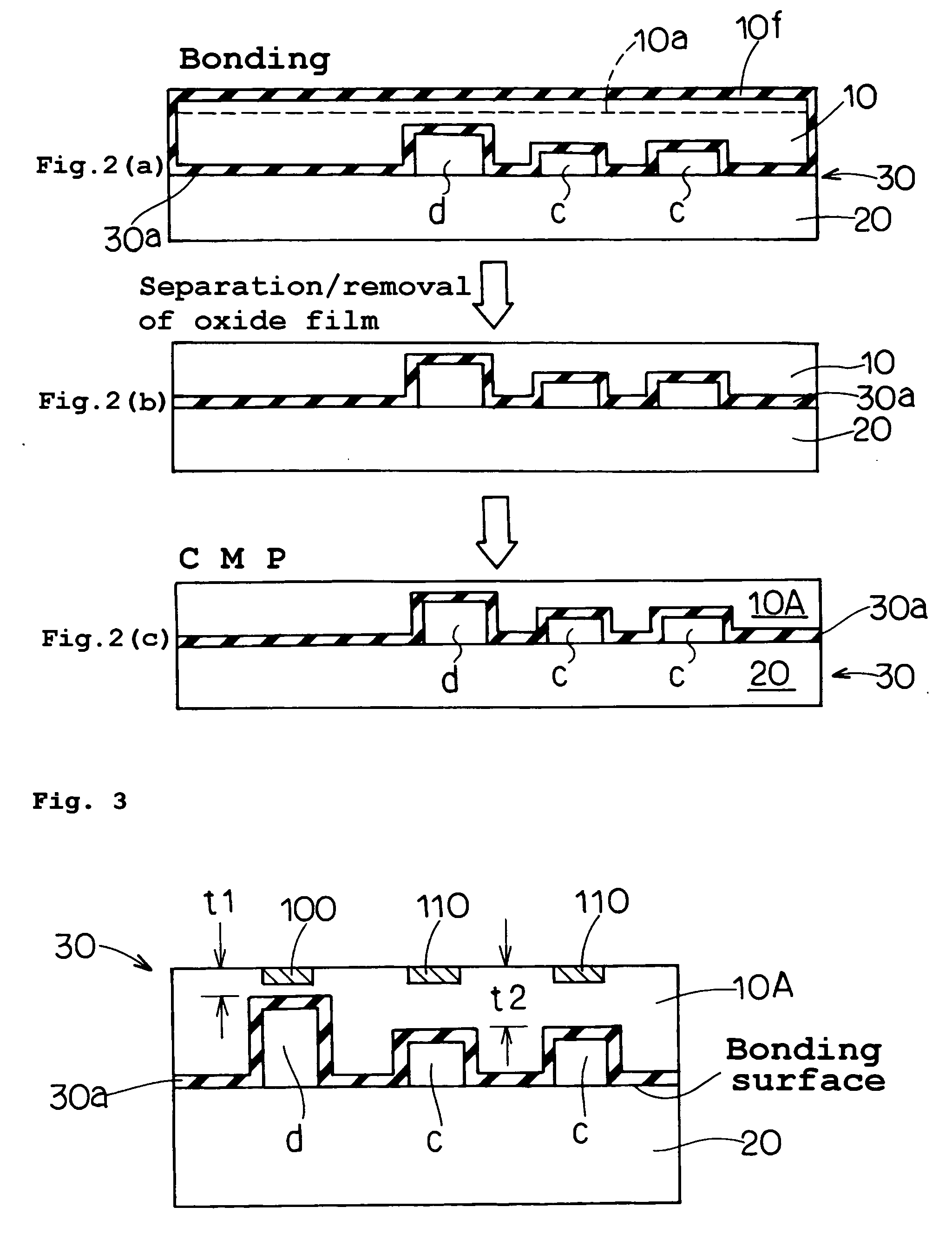Pasted soi substrate, process for producing the same and semiconductor device