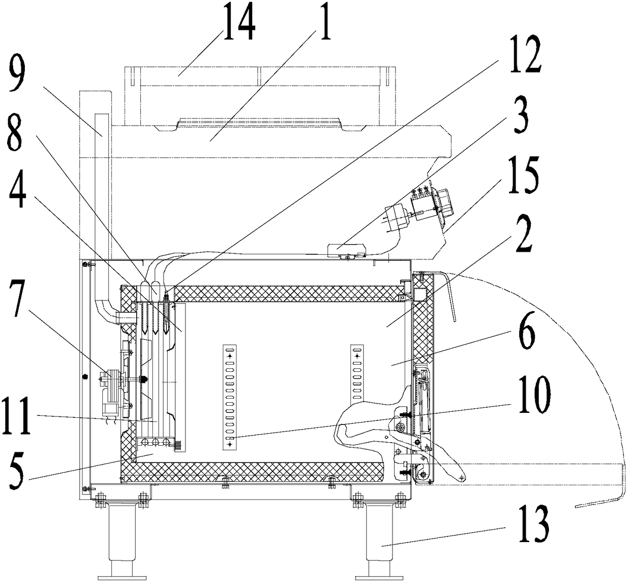 A marine hot air circulation electric oven