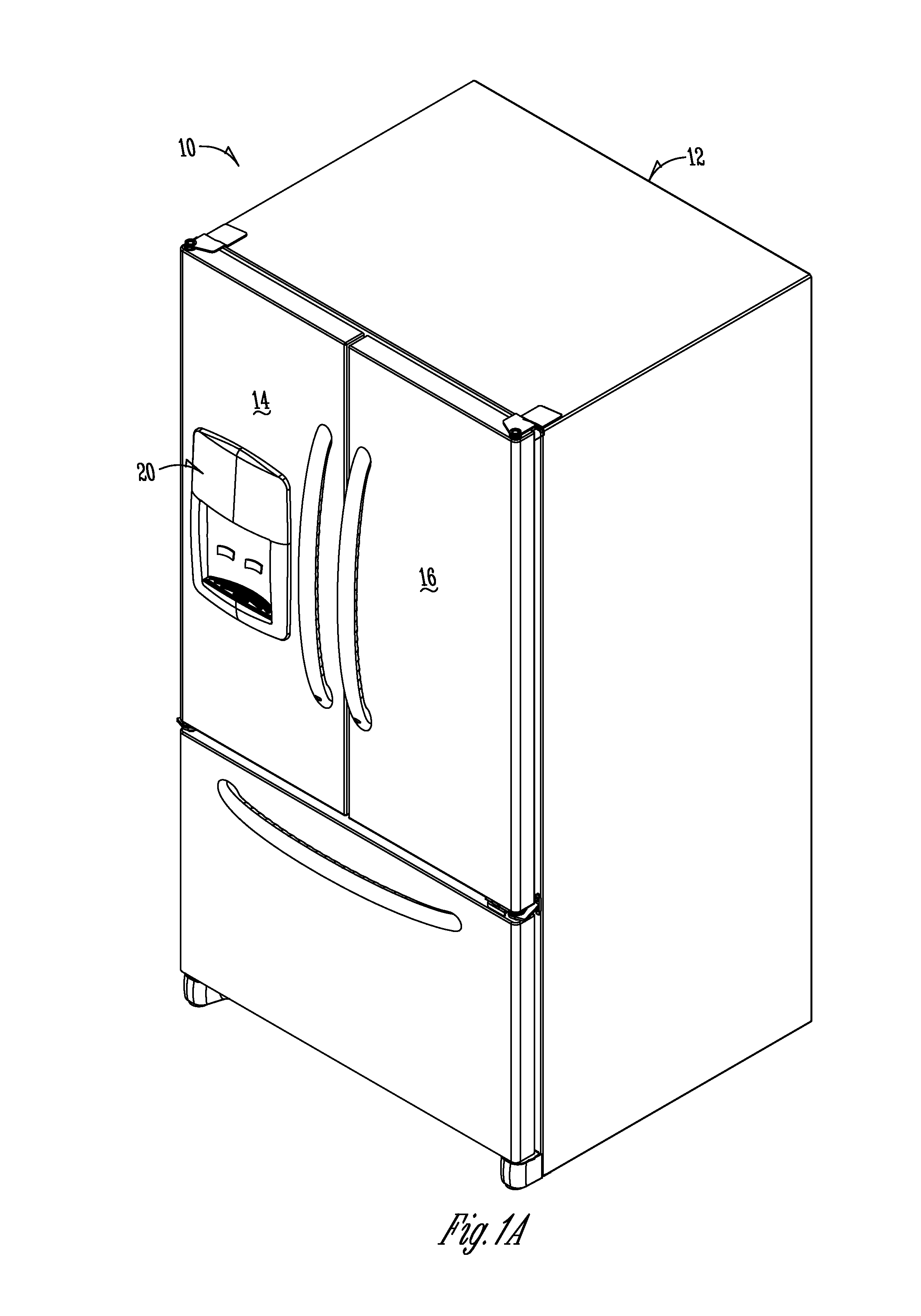 Two-plane door for refrigerator compartment