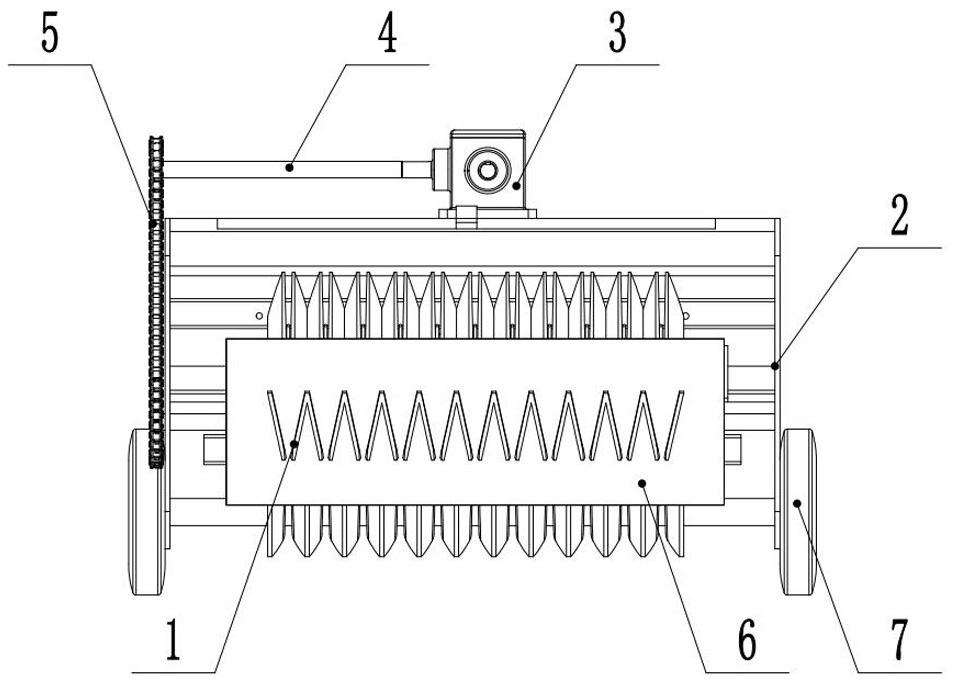 Double-gradual-change V-shaped tooth type cotton stalk pulling device and pulling method