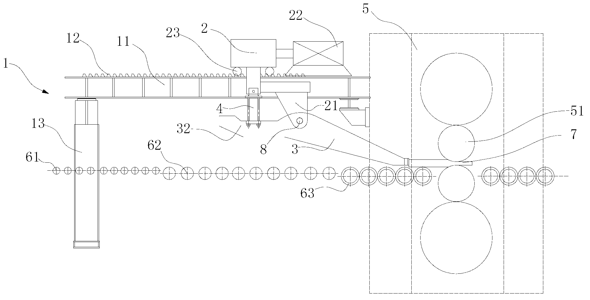 Forced rolling mill feed device