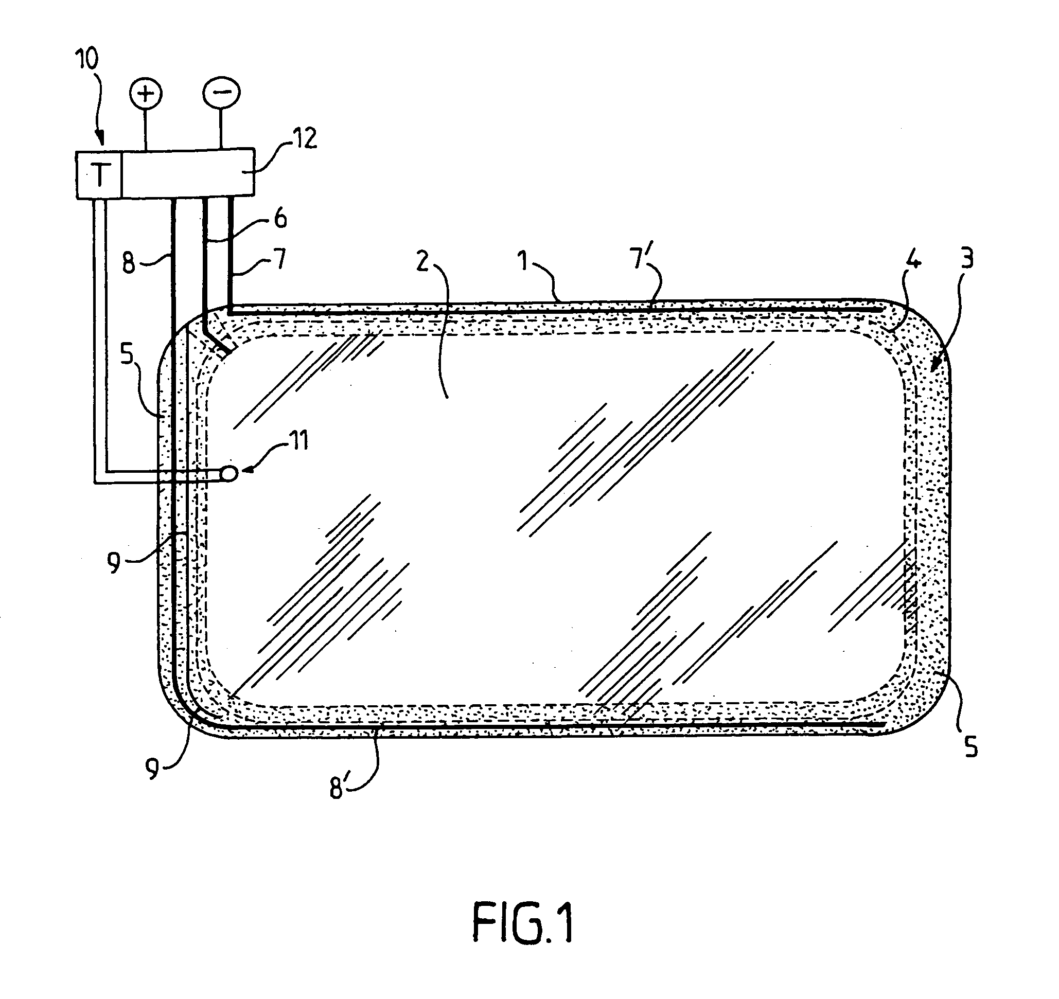 Laminated glass plane with electrically controlled functional element