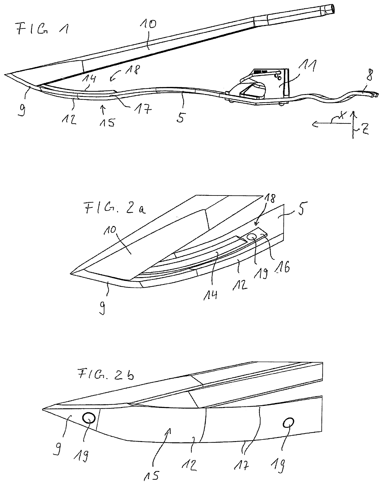 Support rail of an ear lifter for crops