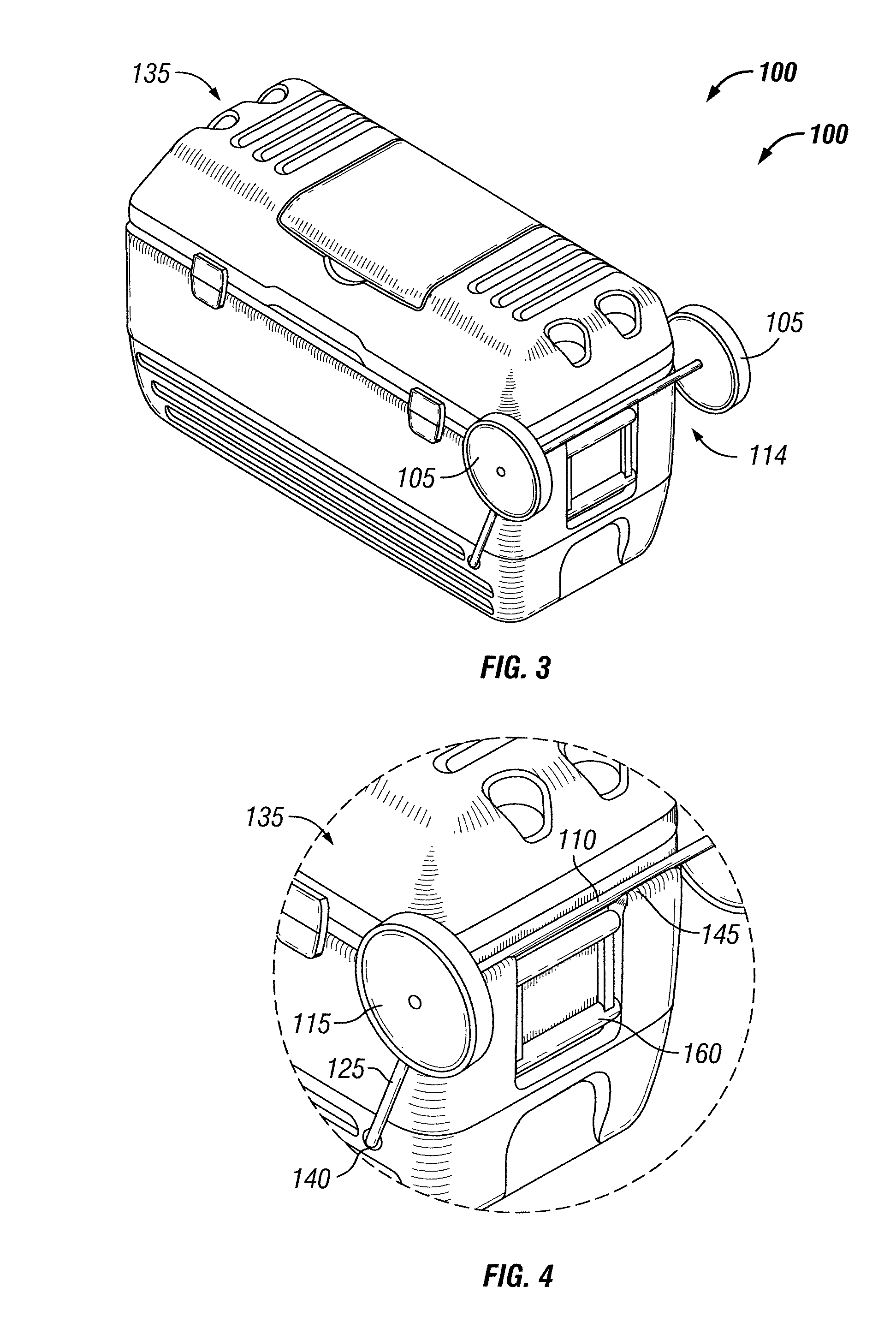 Rotatable wheel assembly for coolers