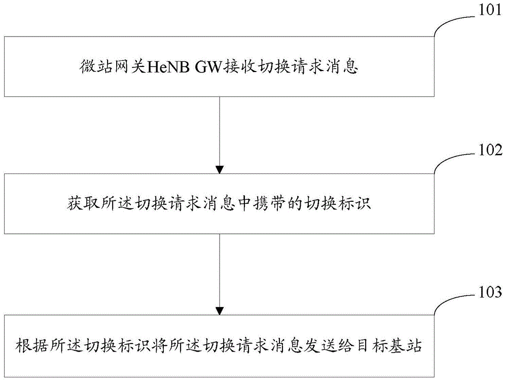 Switching method and switching system of LTE macro-micro self-organizing network, and micro-station gateway