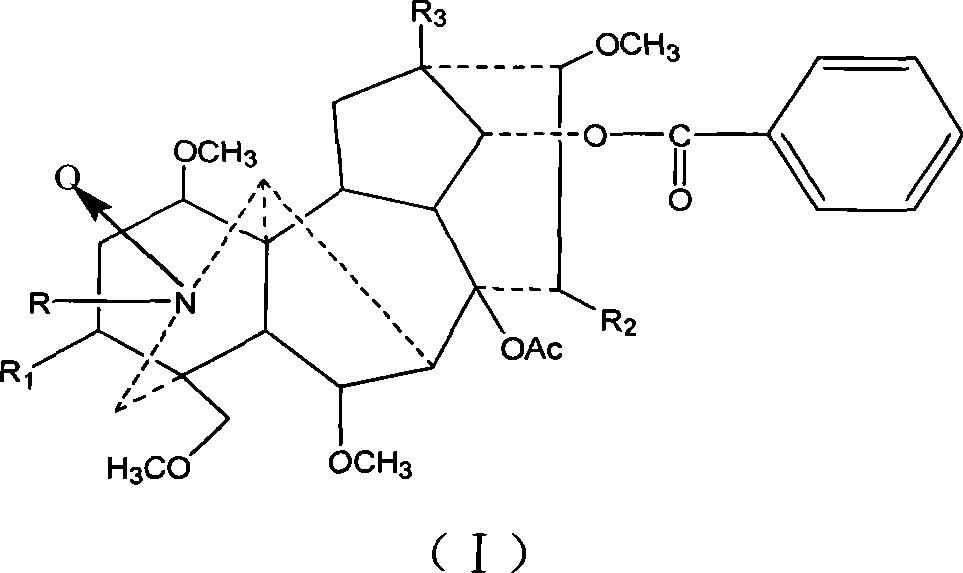 Mesaconitine acylated product nitrous oxide, preparation and use