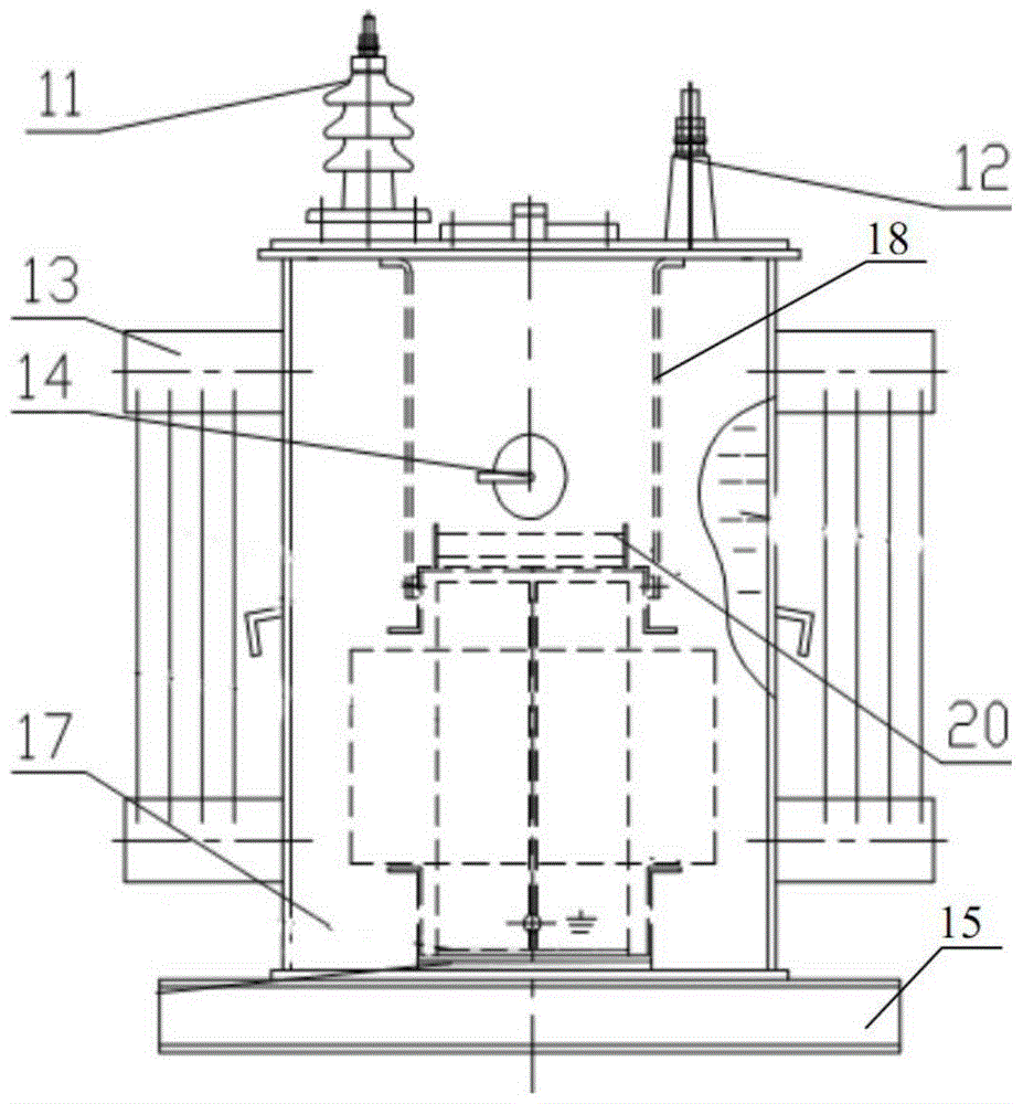 Amorphous alloy oil-immersed transformer oil tank with noise reduction function