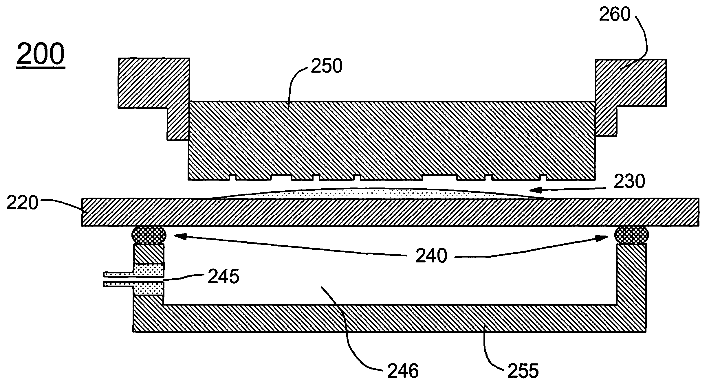 Pneumatic method and apparatus for nano imprint lithography having a conforming mask