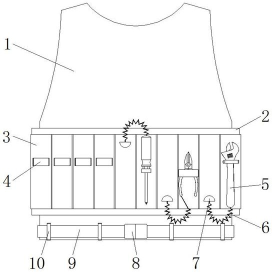 A hardware tool jacket convenient for carrying and using the hardware tool