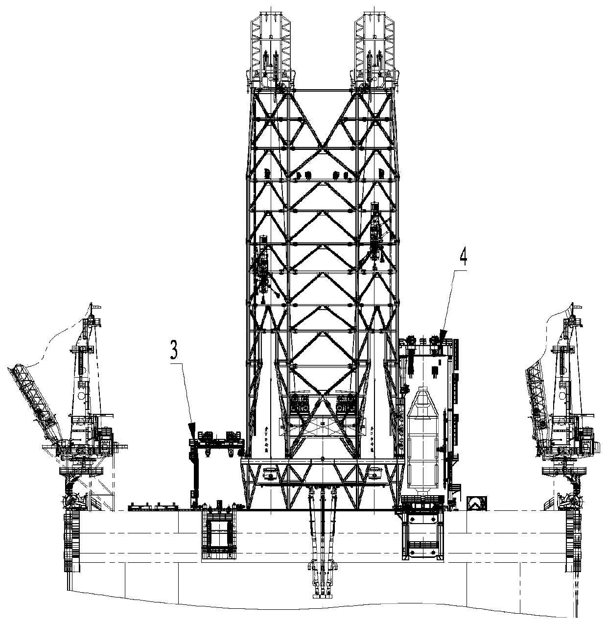 Double-main-wellhead drilling system of semi-submersible drilling platform
