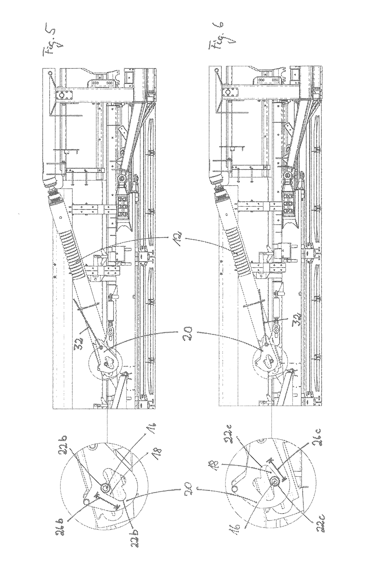 Multi-section header with adjustable lateral frame relief