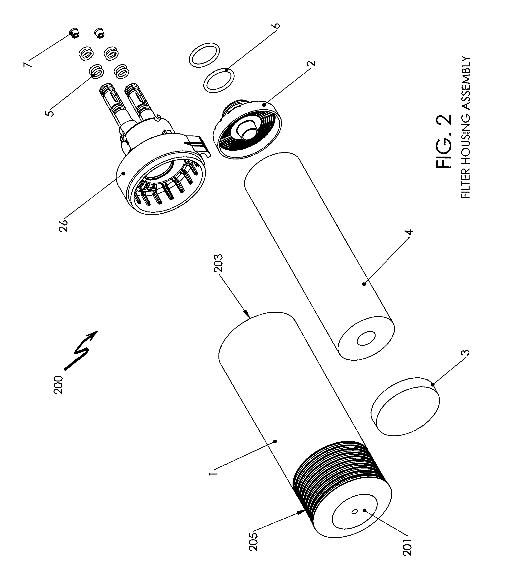 Filter housing apparatus with rotating filter replacement mechanism