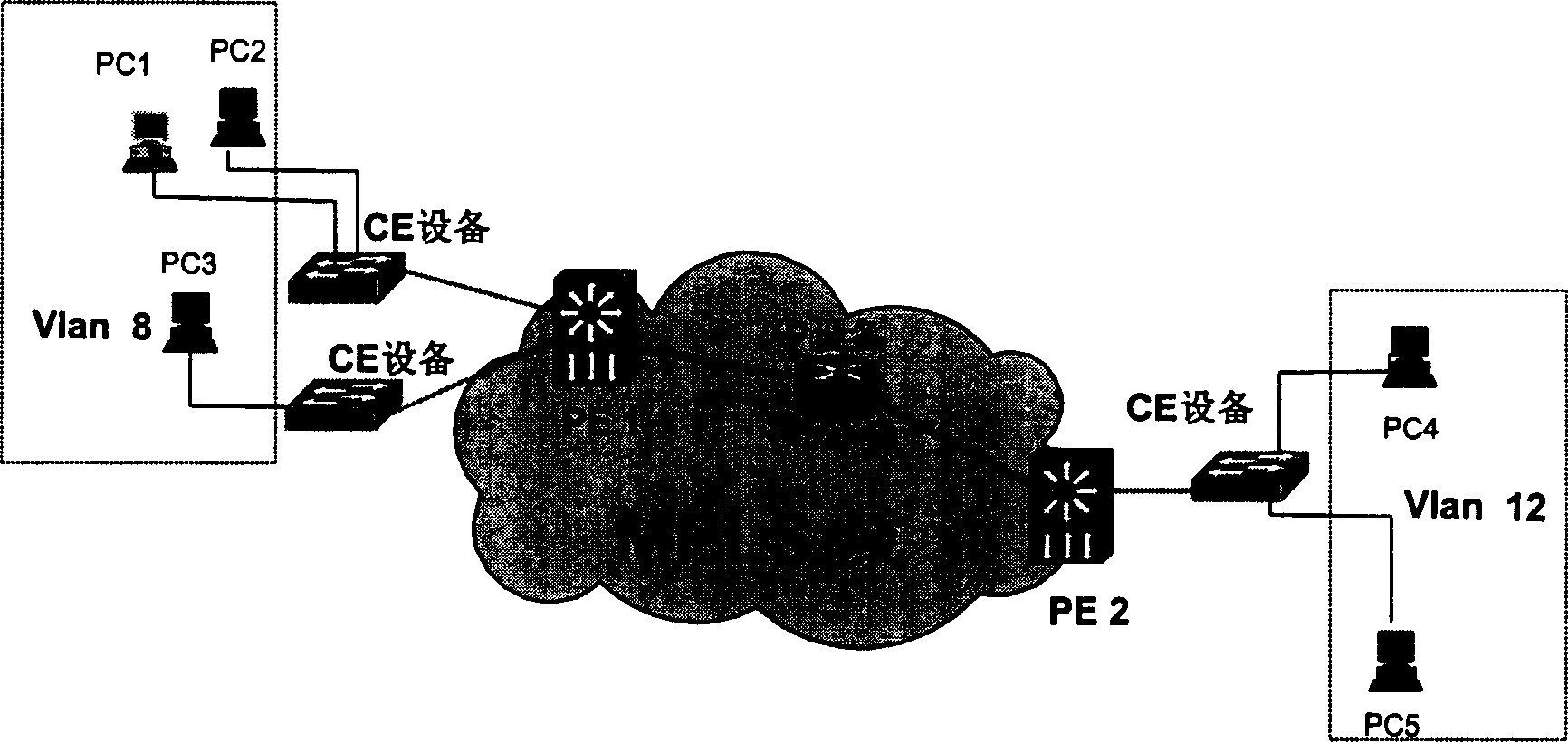 Method for processing extra-long message in two-layer virtual special-purpose network