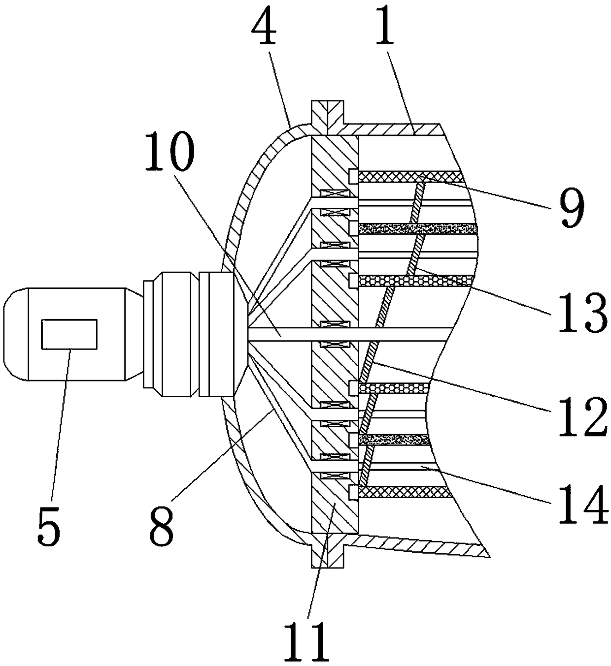 Graded filtering device for water purification treatment of waterworks
