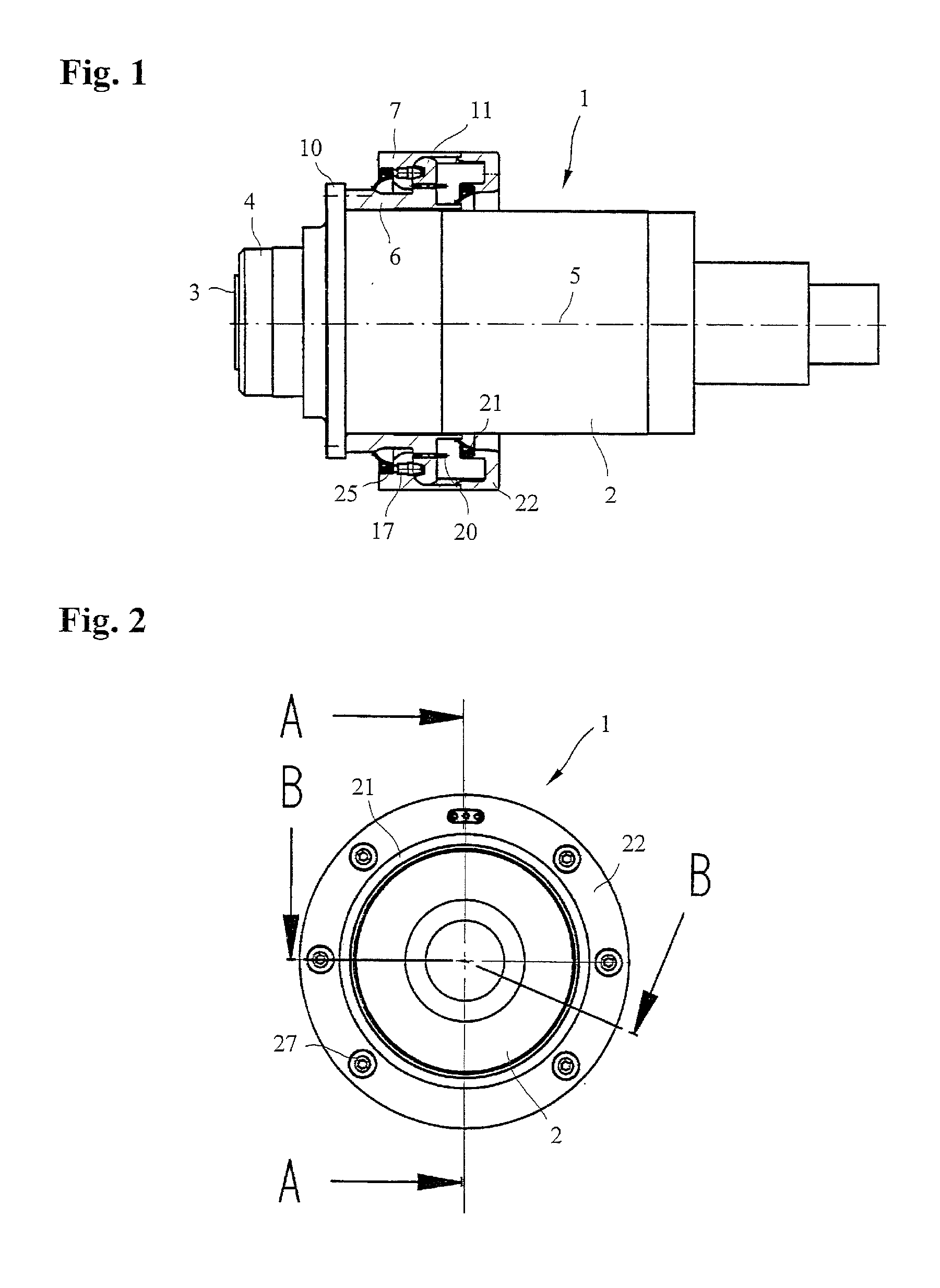 Device to hold a work spindle