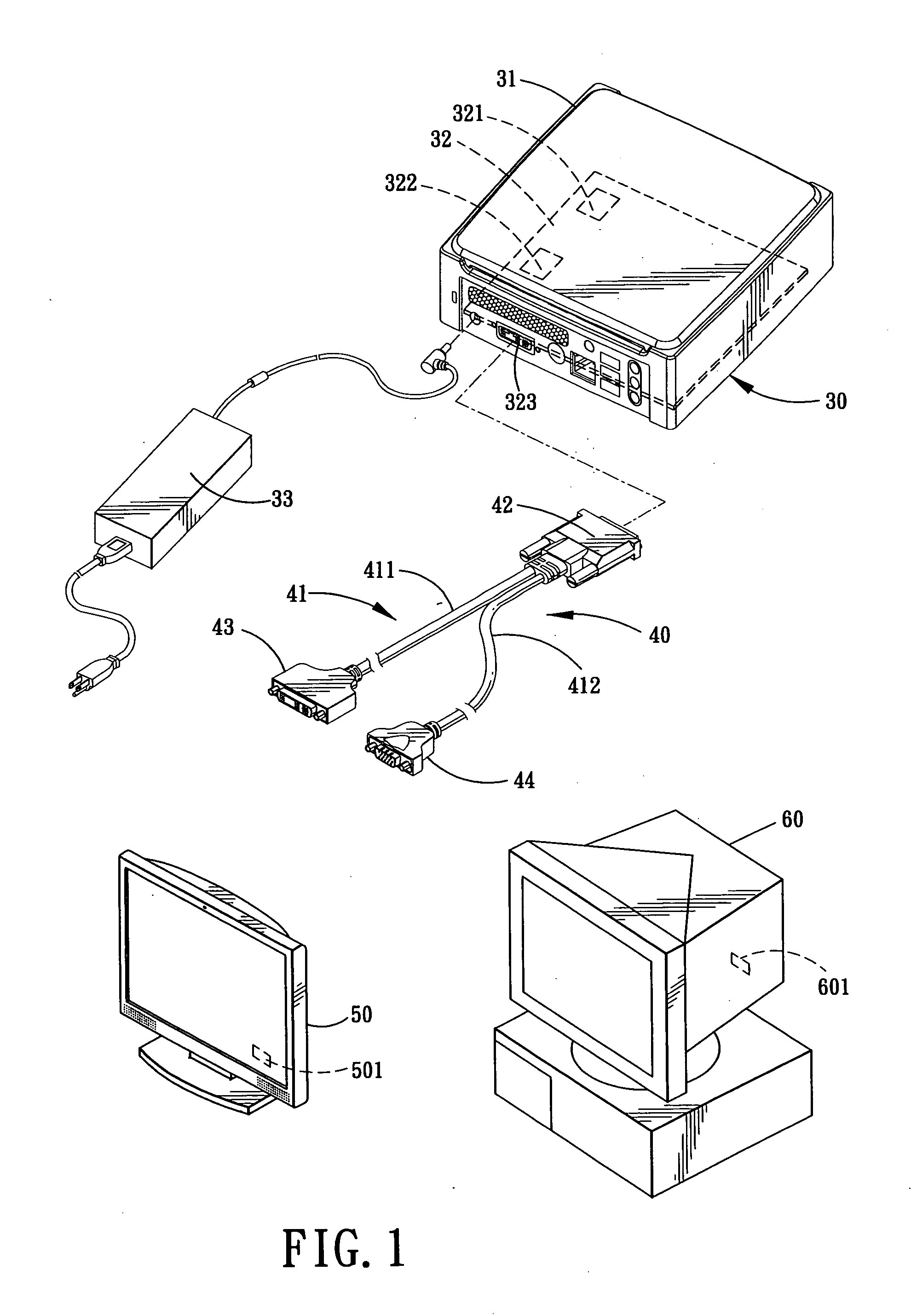 Computer system having analog and digital video signal output functionality, and computer device and video signal transmitting device thereof
