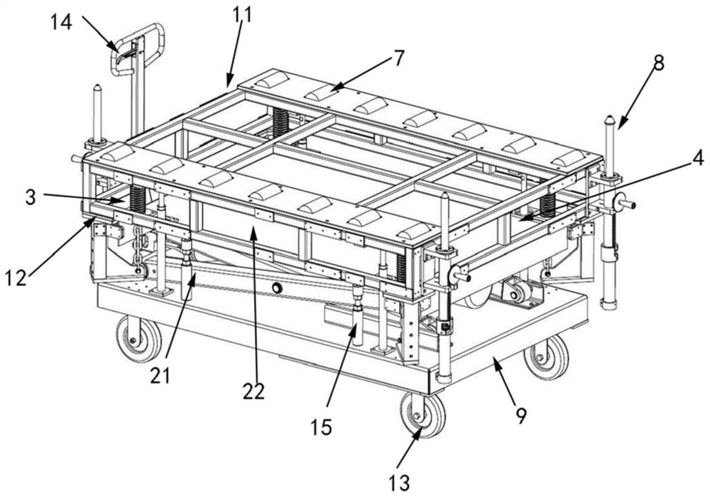 Floating mechanism and battery replacement trolley including it