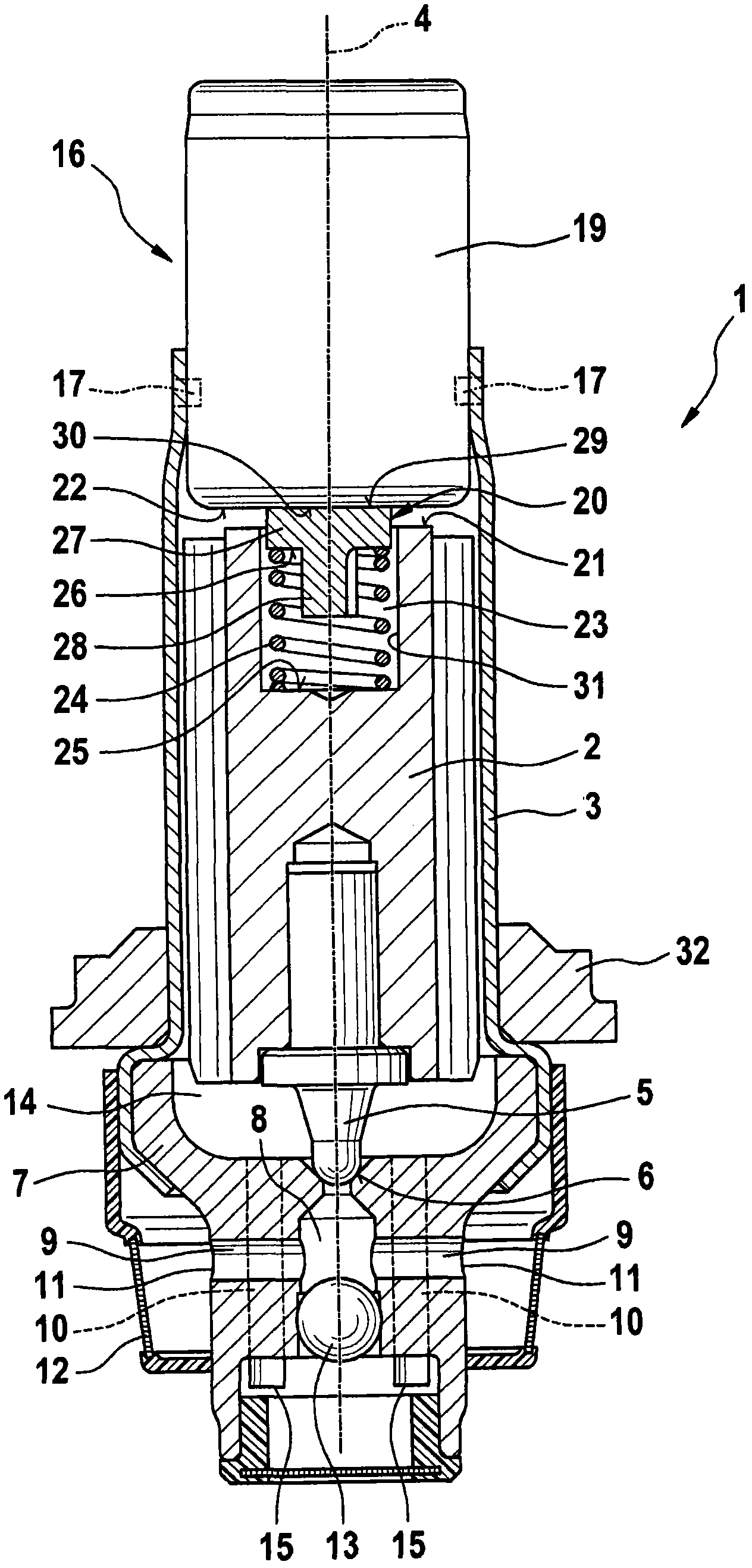 Solenoid valve and driver assistance device