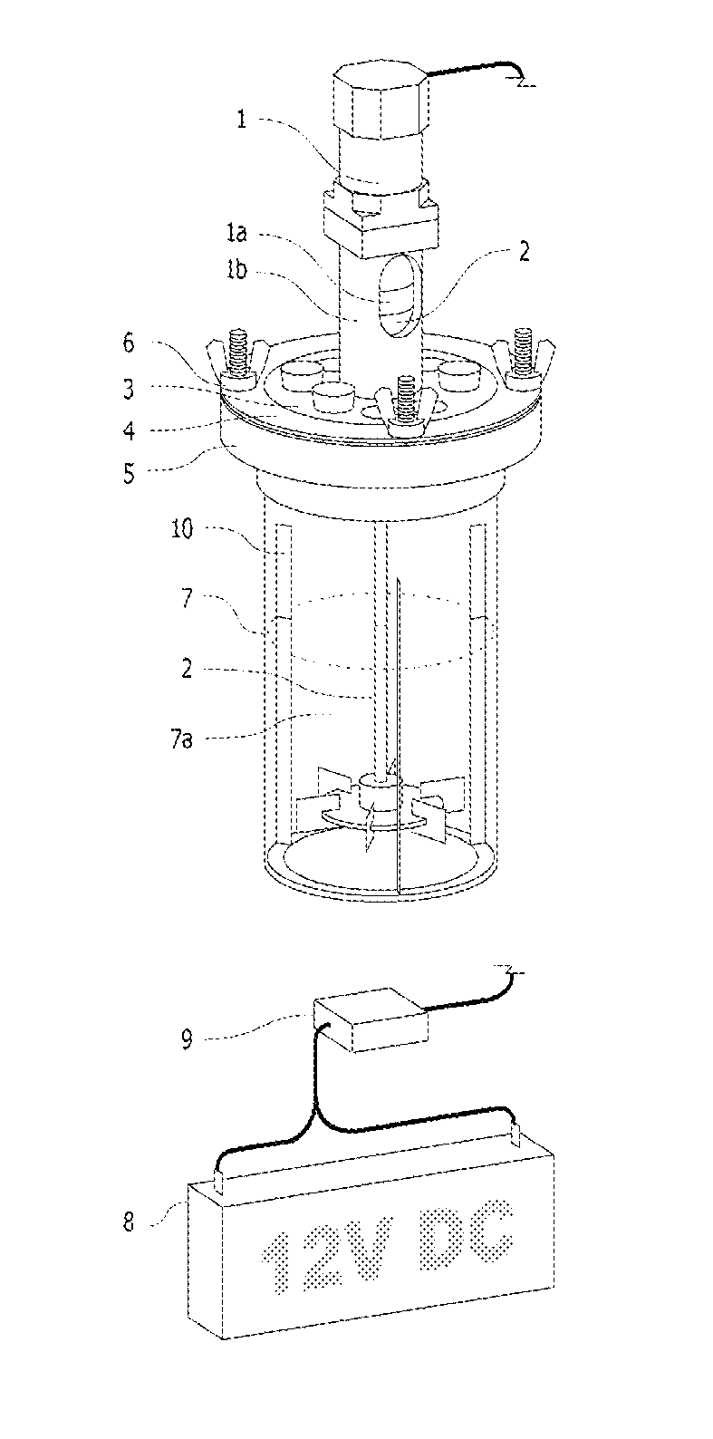 Portable DC motor driven laboratory assembly for uninterrupted stirred processes