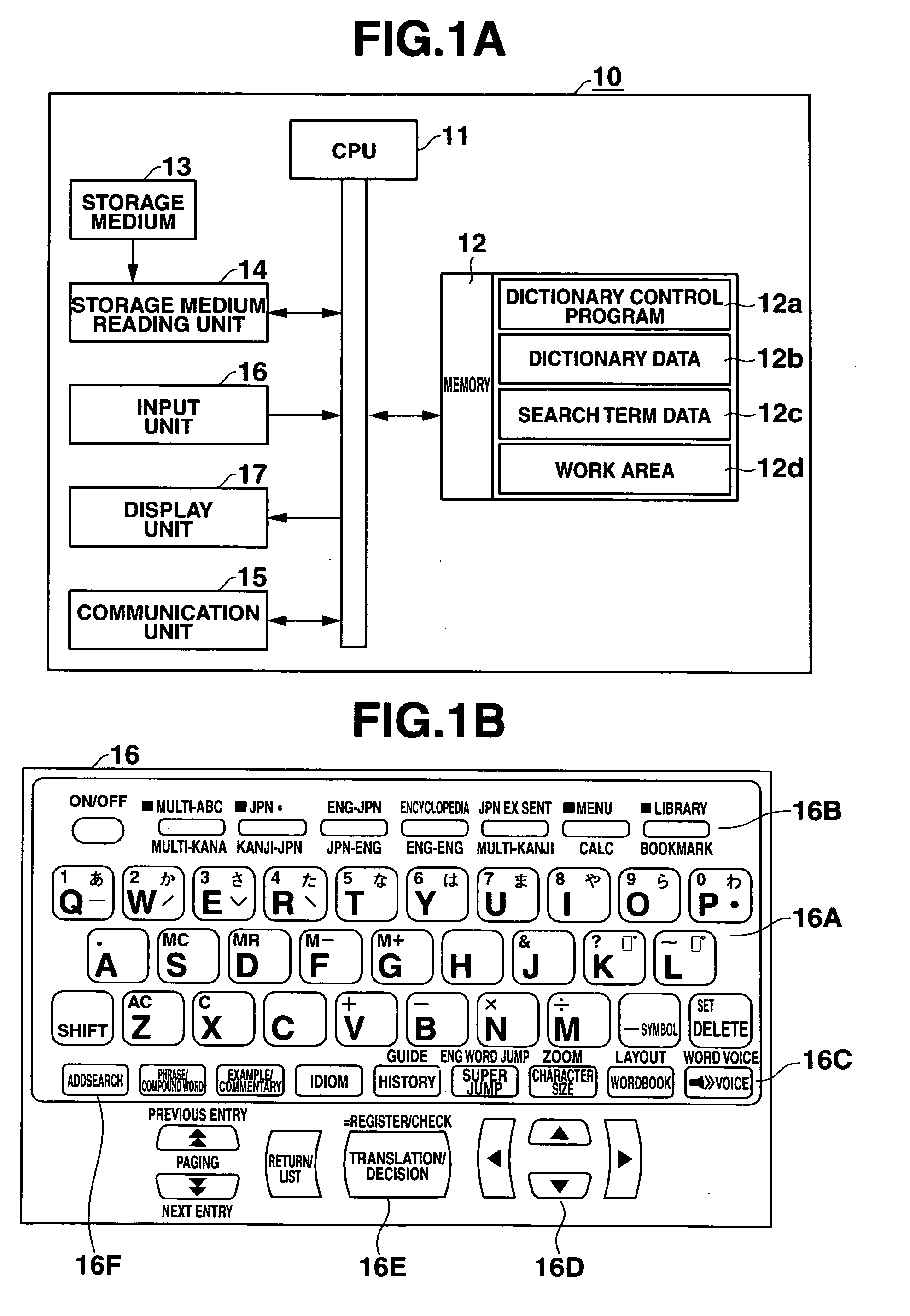 Electronic dictionary apparatus and recording medium on which search control program is recorded